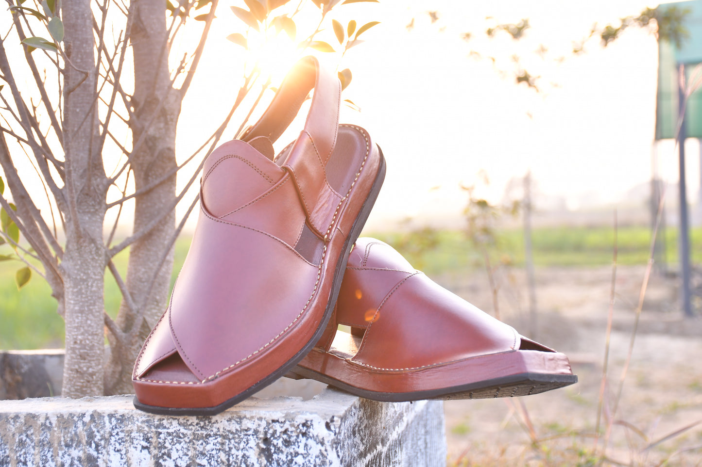 Premium Handcrafted Rust Brown Kaptaan Leather Peshawari Chappal