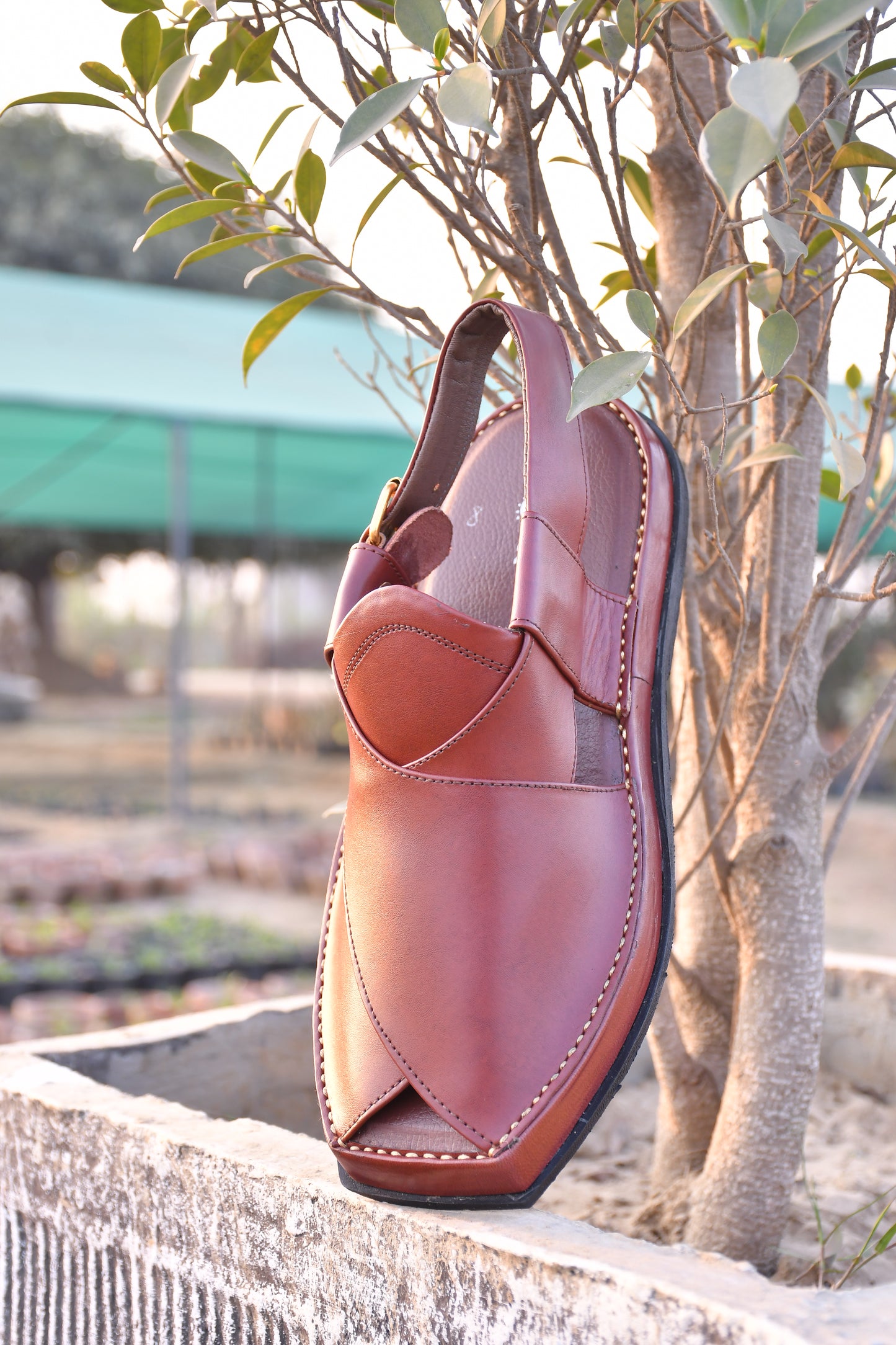 Premium Handcrafted Rust Brown Kaptaan Leather Peshawari Chappal