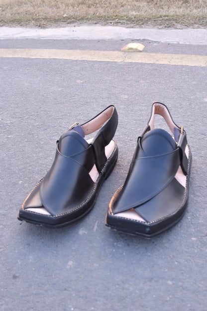 Kaptaan Black Peshawari Chappal