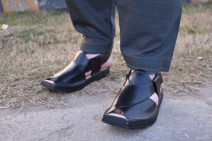 Kaptaan Black Peshawari Chappal