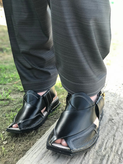 Black Zalmi Peshawari Chappals